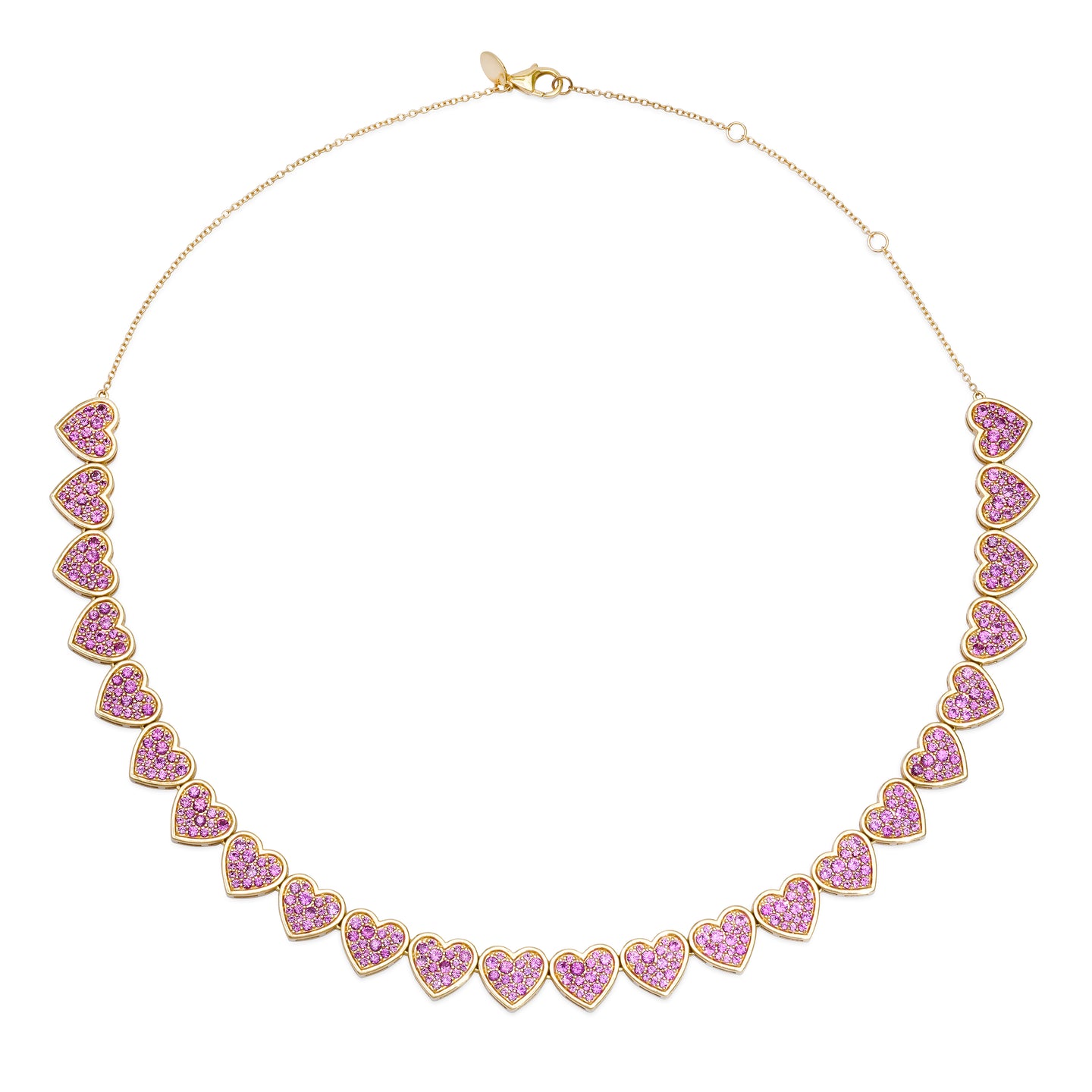 Pink Sapphire Heart Tennis Necklace